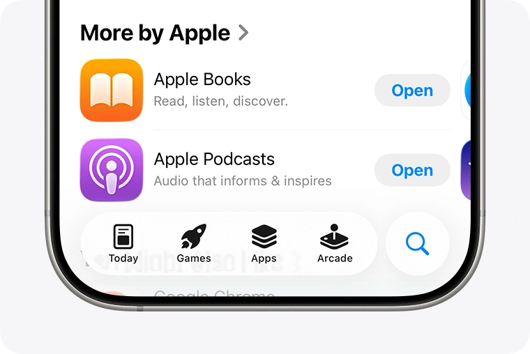 Apple 공식 안내 · App Store 검색 화면(다른 앱을 보여주는 공통 예시)
