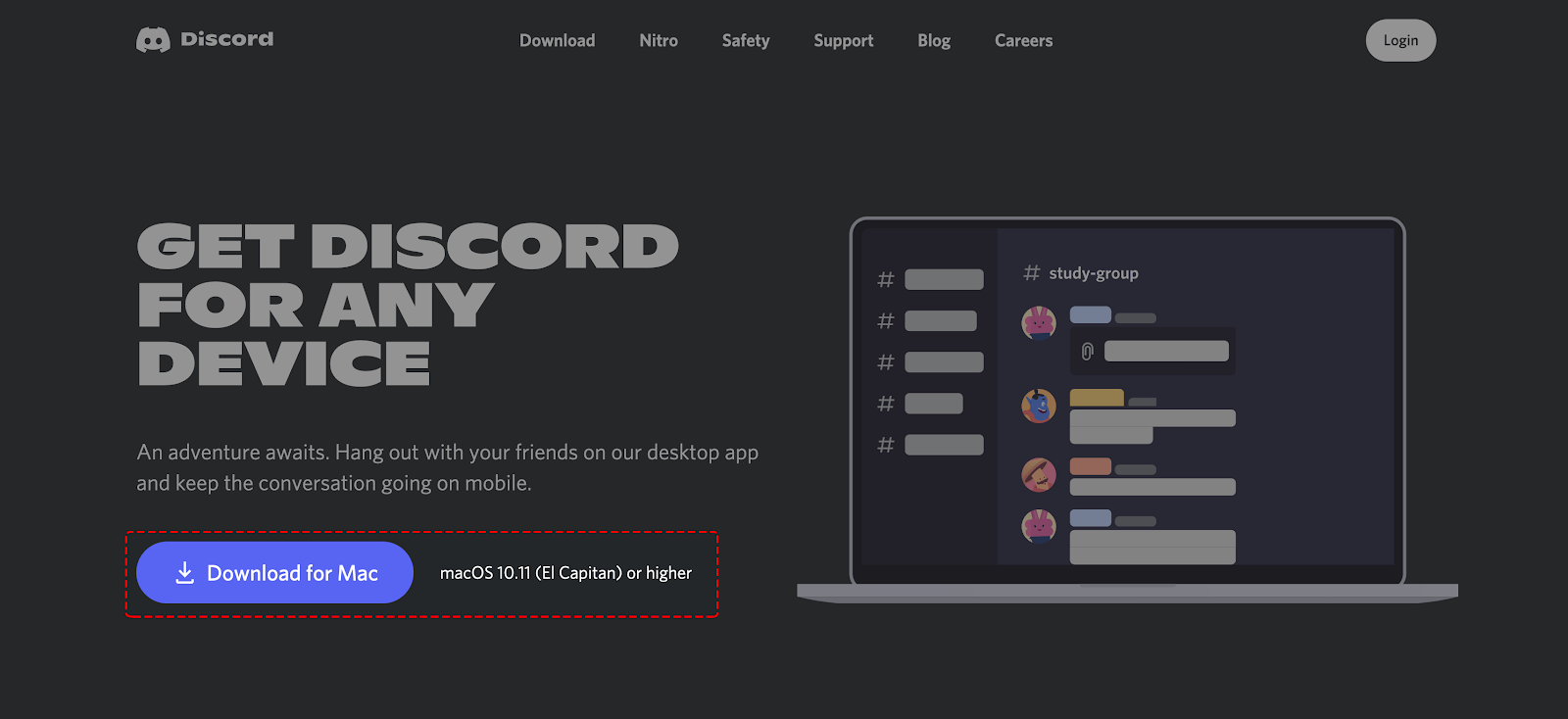 Discord 공식 설치 문서 · Mac 다운로드 버튼