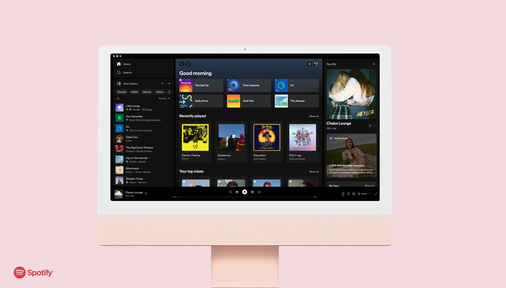 Spotify 공식 뉴스룸 · 데스크톱 화면 예시(2023년 자료)